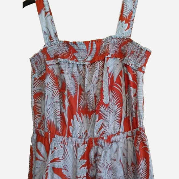Sleeveless Tropical Sun Dress Red Gray Floral Talbots 4 All Cotton Lined - Picture 3 of 4